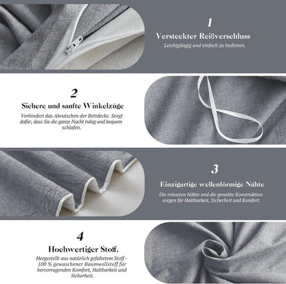 Bettwäsche Set 135x200 Dunkelgrau Baumwolle Stone Washed