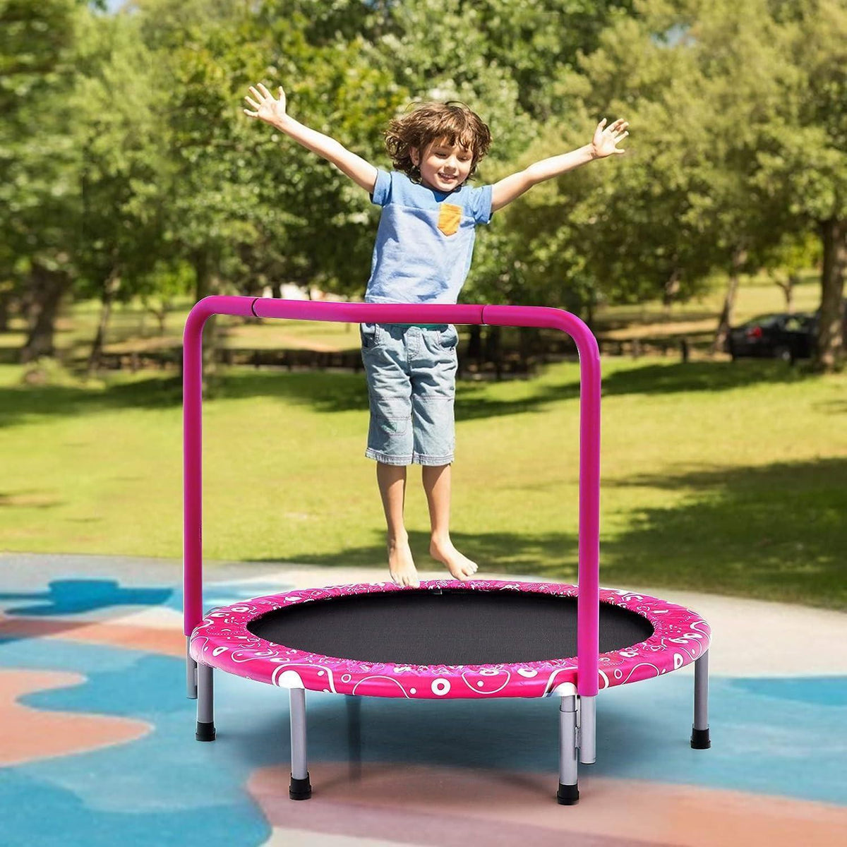 Faltbares Kindertrampolin 92x92cm mit Griff & Polster