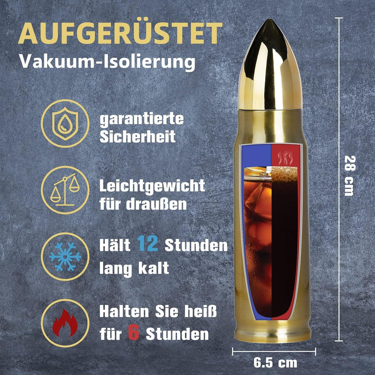 Goldene Jägermeister Trinkflasche Edelstahl 500ml