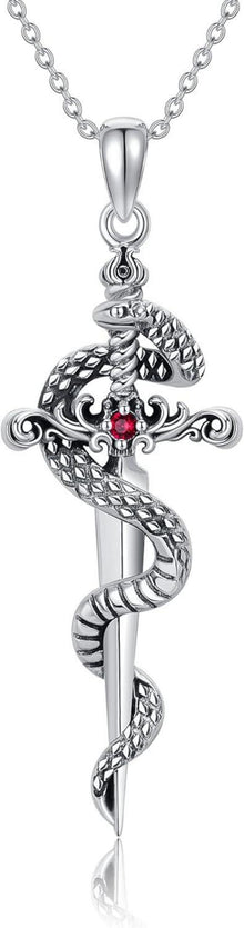 Silber Schlange Schwert Halskette Gothic Schmuck Frauen