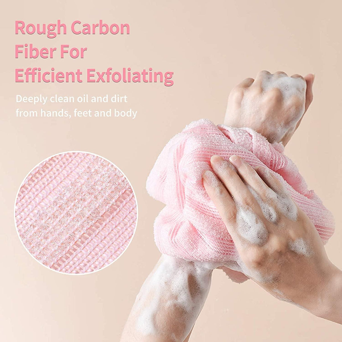 2er Pack Rückenschrubber Peelinghandschuh Luffa Schwamm Duschschwamm - Pink