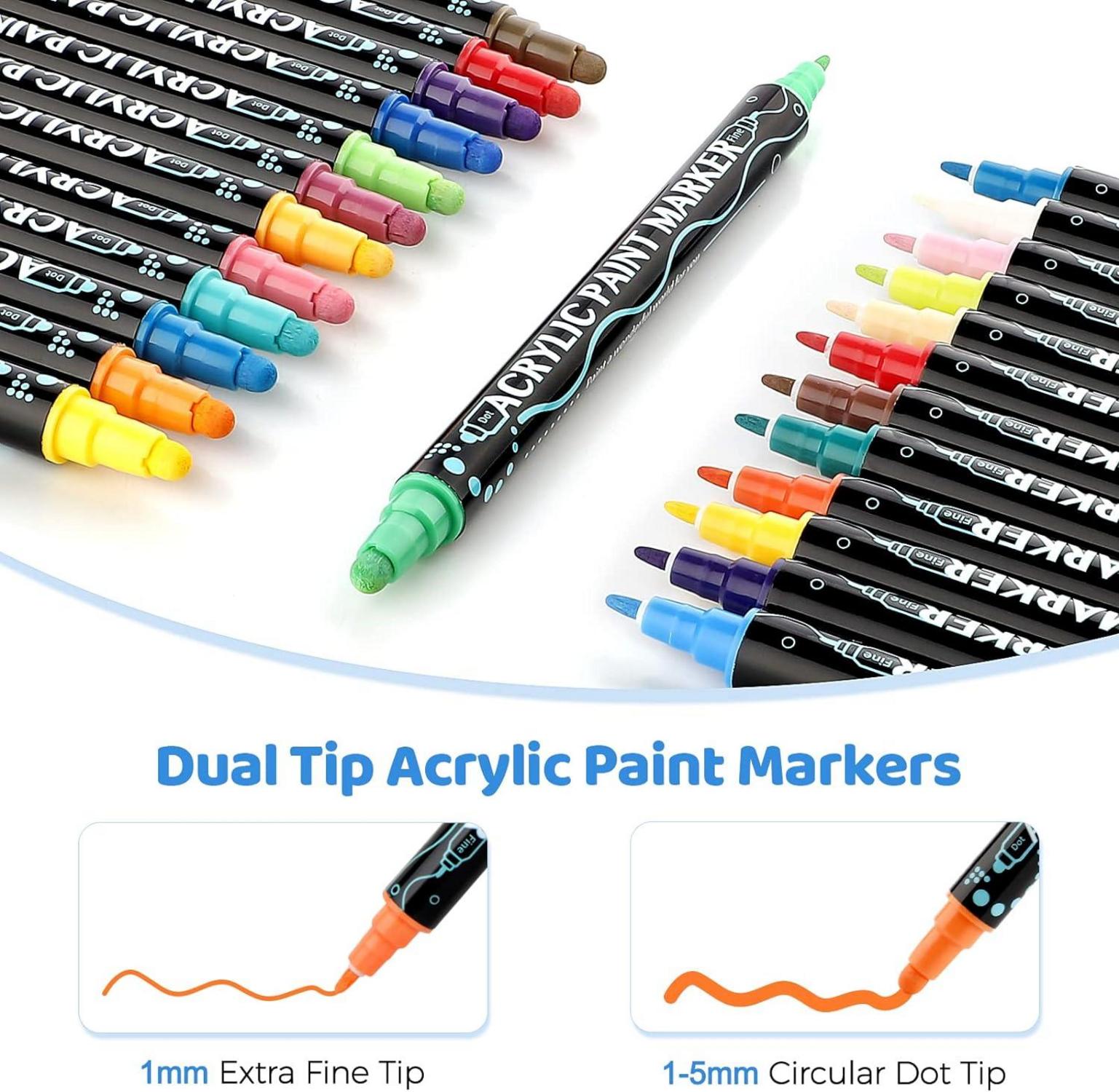 Acrylstifte Wasserfest 36er Set Bemalen Dual Tip Permanent