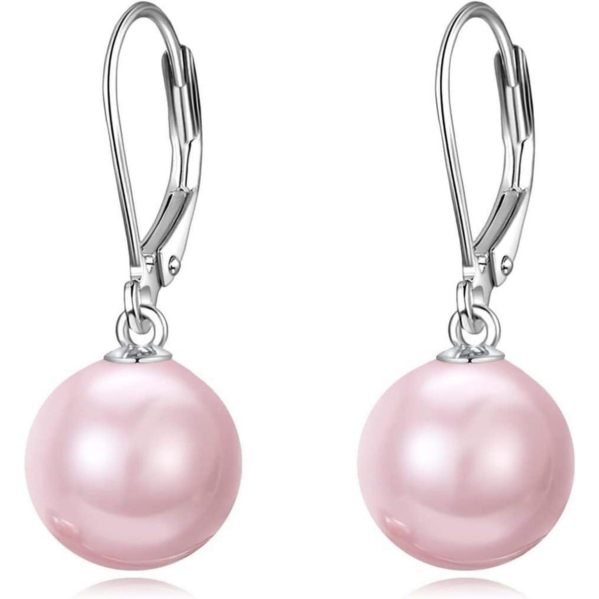 Perlen Ohrringe Sterling Silber Hängend Rosa Rosenquarz Geschenk Damen