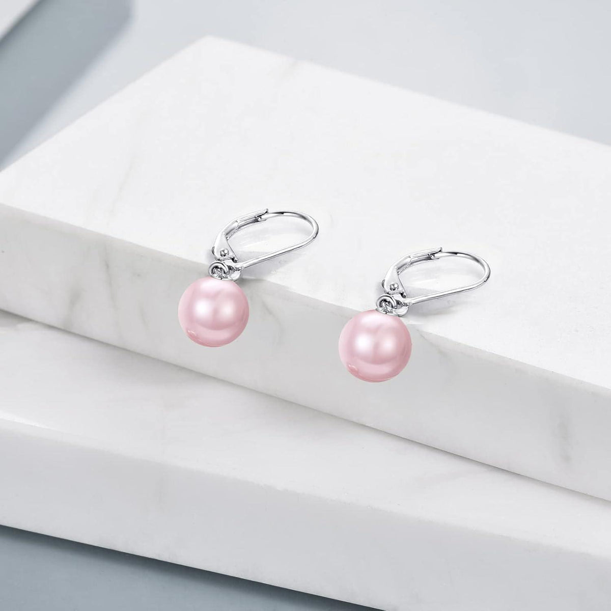 Perlen Ohrringe Sterling Silber Hängend Rosa Rosenquarz Geschenk Damen