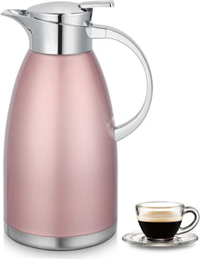 Isolierkanne 2.3 Liter Edelstahl Vakuum Kaffeekanne Tee Rosa