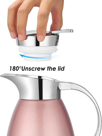 Isolierkanne 2.3 Liter Edelstahl Vakuum Kaffeekanne Tee Rosa