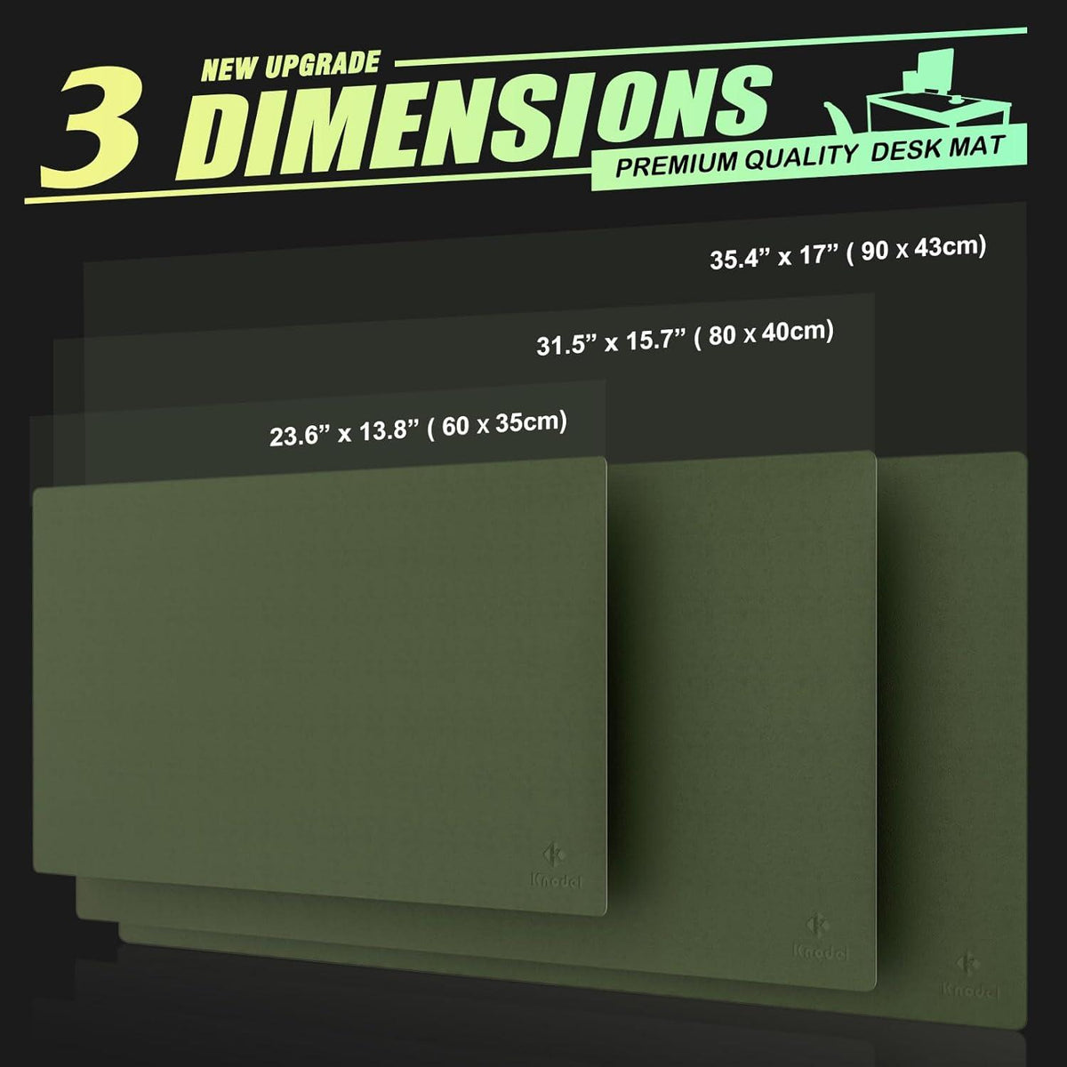 Schreibtischunterlage PVC 80x40cm wasserdicht doppelseitig Dunkelgrün/Grau