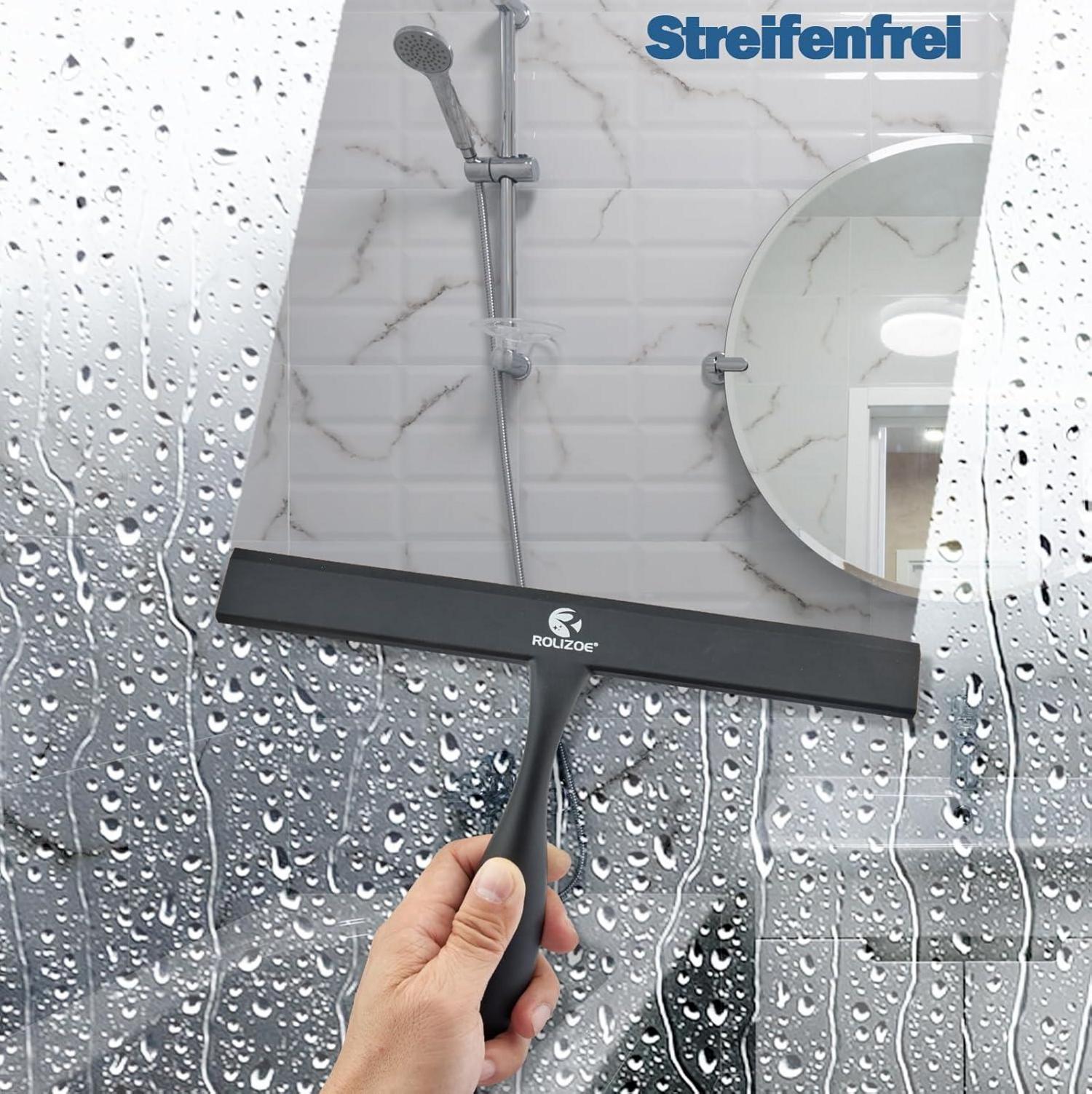 Duschabzieher Silikon mit Halterung 27.9cm, Anti-Rost