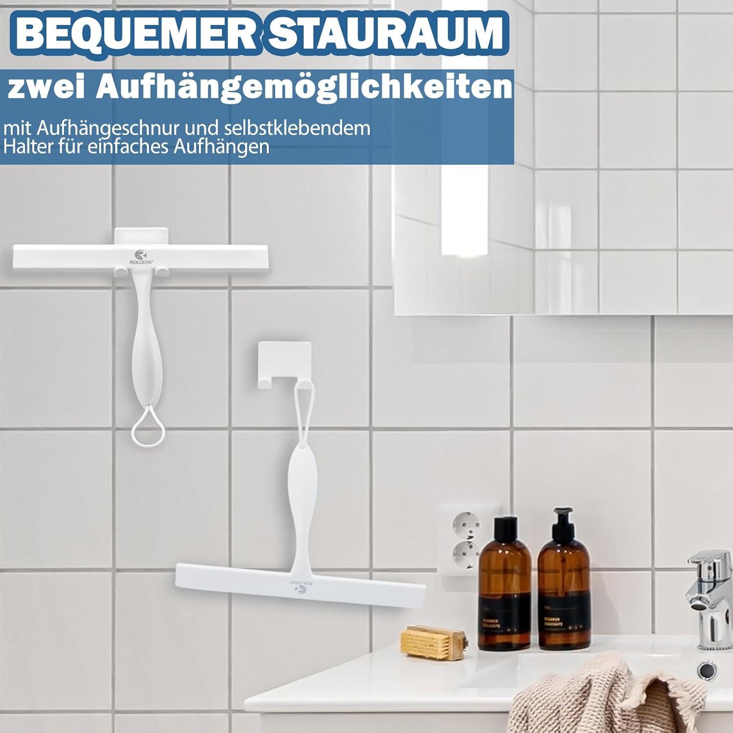Duschabzieher Silikon mit Halterung 27.9cm Anti-Rost für Dusche