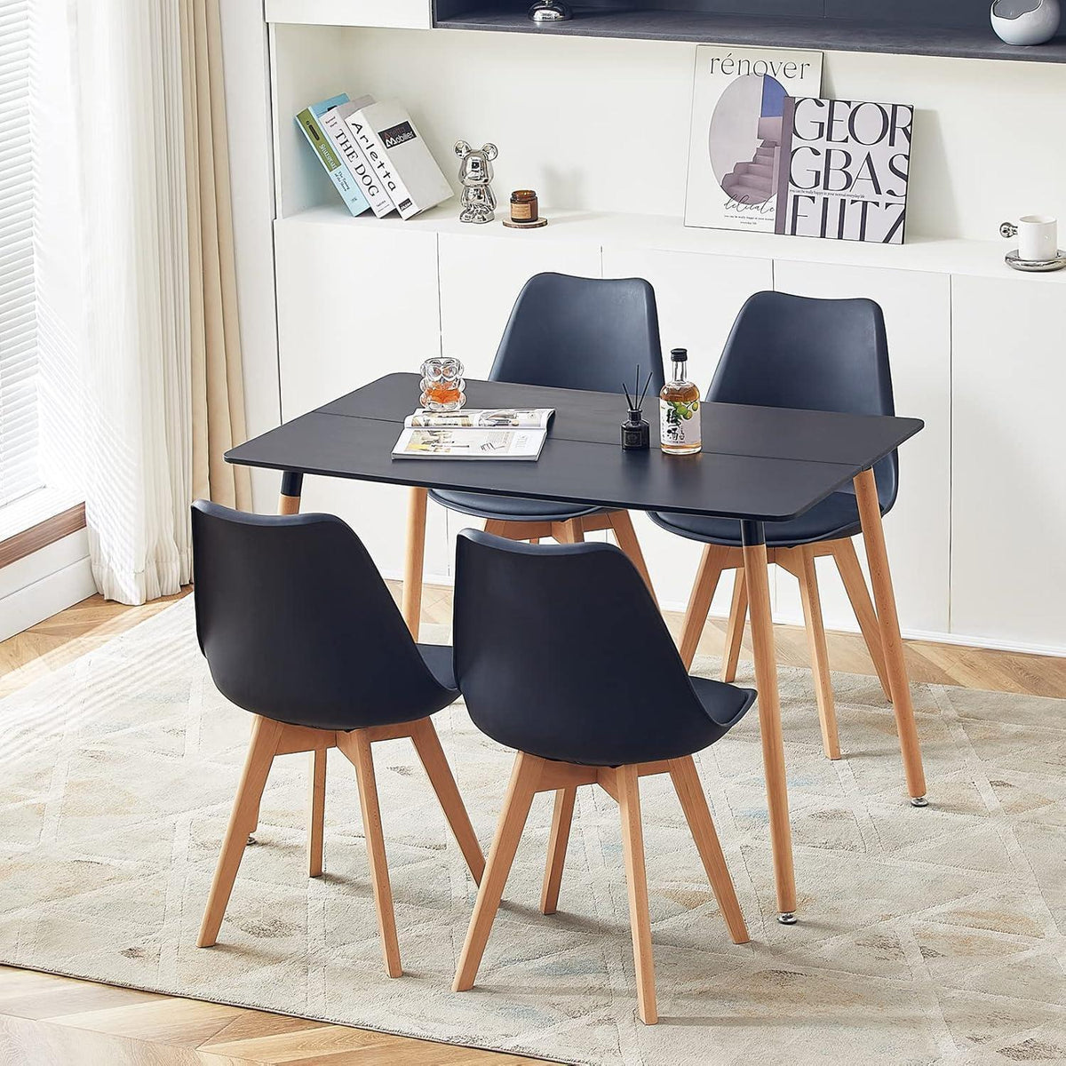 Skandinavischer Esstisch 110x70cm – MDF Tischplatte, Buchenholz