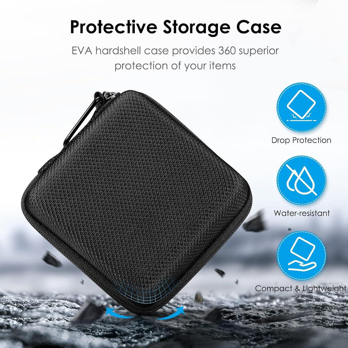 Schwarze Hartschalen Tasche für MacBook Ladegerät und Zubehör