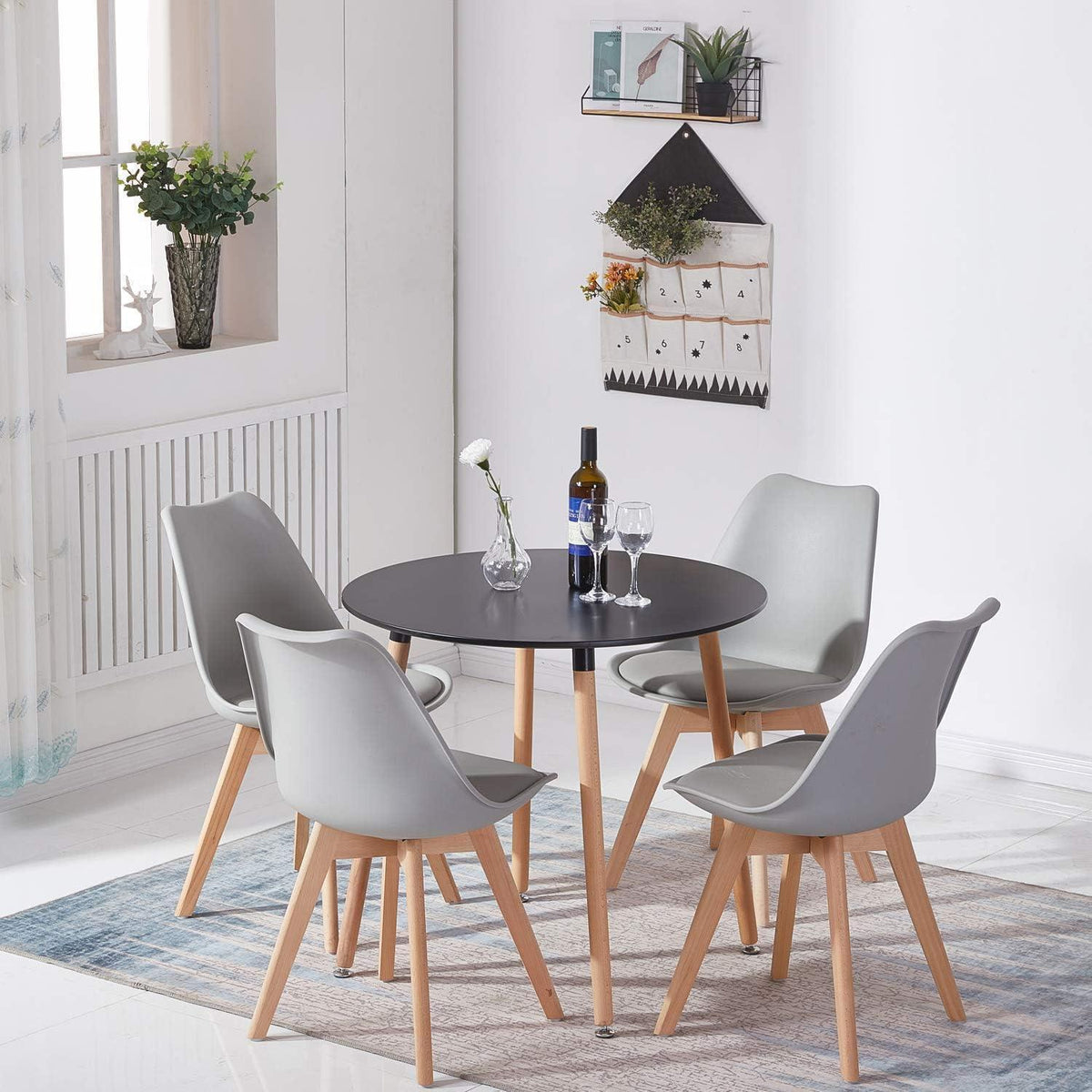 Moderner Rund Esstisch | Küchentisch 80x80cm Schwarz MDF