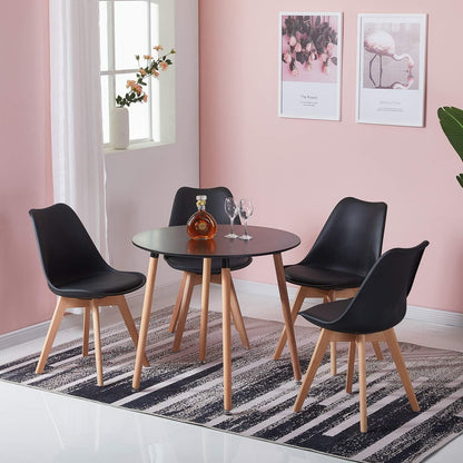 Moderner Rund Esstisch | Küchentisch 80x80cm Schwarz MDF