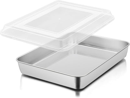 Tiefes Backblech mit Deckel Edelstahl 23,8x18x5 cm Spiegel-Finish