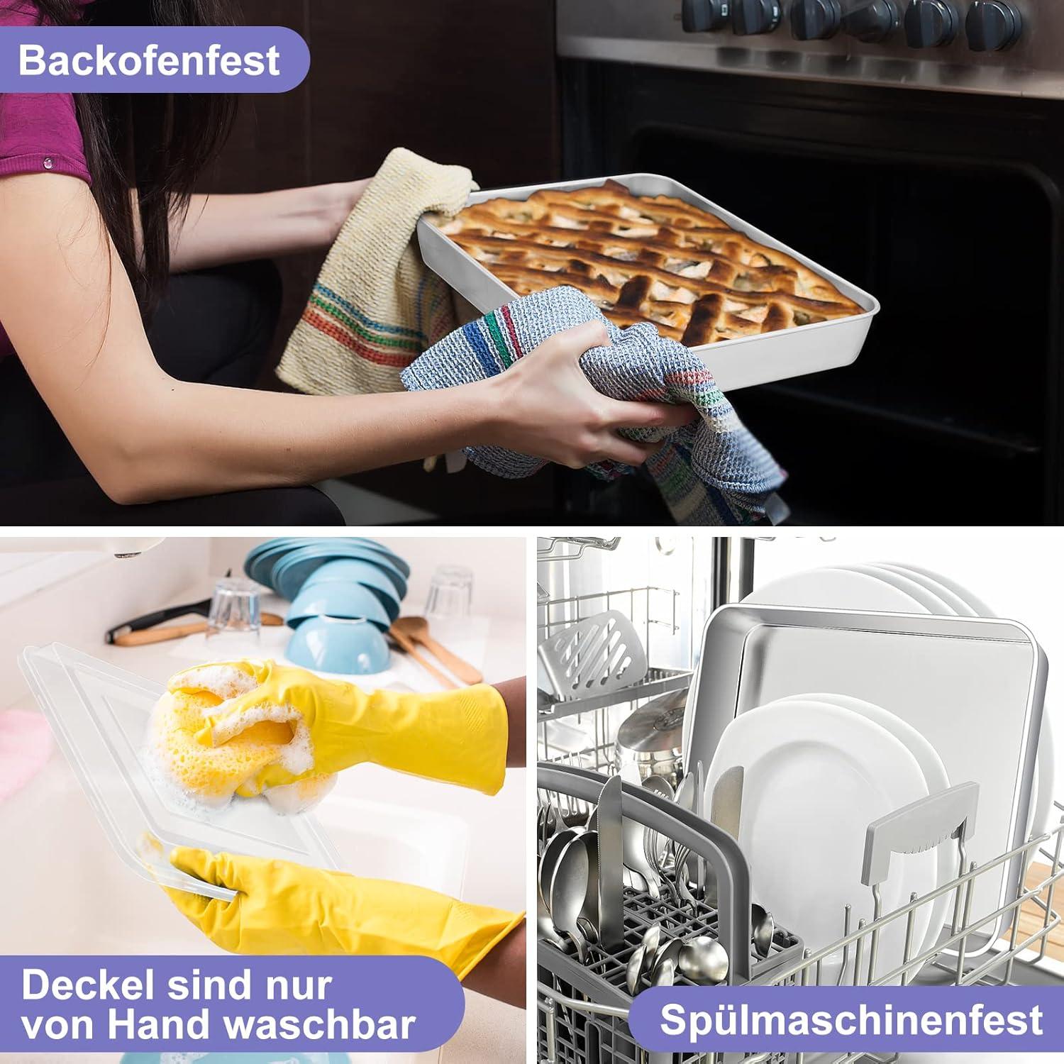 Herogo Tiefes Edelstahl Backblech mit Deckel 23,8x18x5 cm für Kuchen Brownie