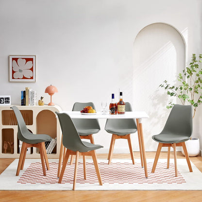 Skandinavischer Esstisch 110x70cm – Weißer Küchentisch aus MDF & Buche