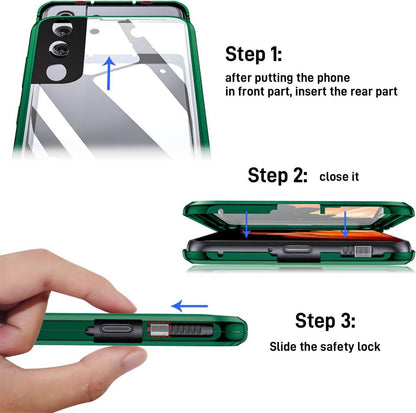 Samsung Galaxy S23 Hülle Magnet Adsorption Aluminiumrahmen Grün