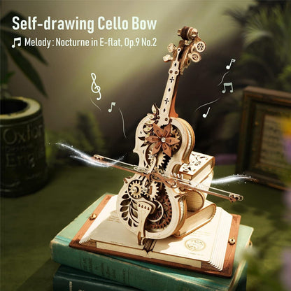 ROKR 3D Holz Puzzle Cello Spieluhr DIY Modellbausatz