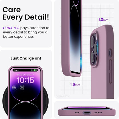 ORNARTO Silikon Hülle iPhone 14 Pro 6,1 Zoll 2022 Ultra Dünn Lila