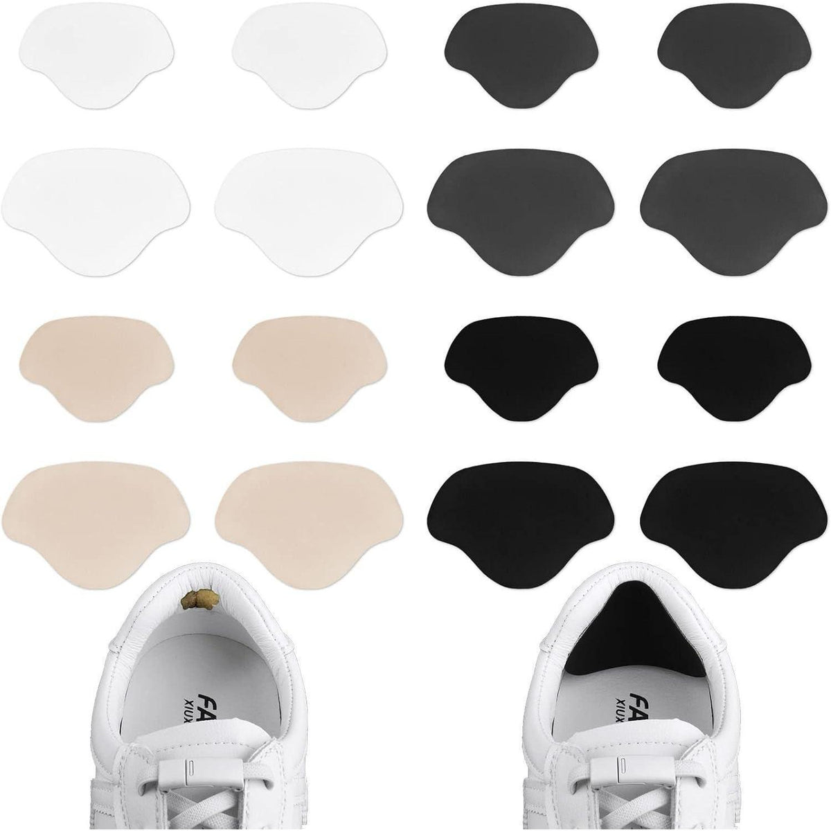 Sneaker Fersen Reparatur Patches – 8 Paar, Schwarz/Weiß/Grau/Beige