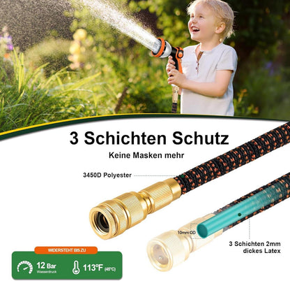 Flexibler Gartenschlauch 45,5m Latex Wasserschlauch 3/4 Zoll 1/2