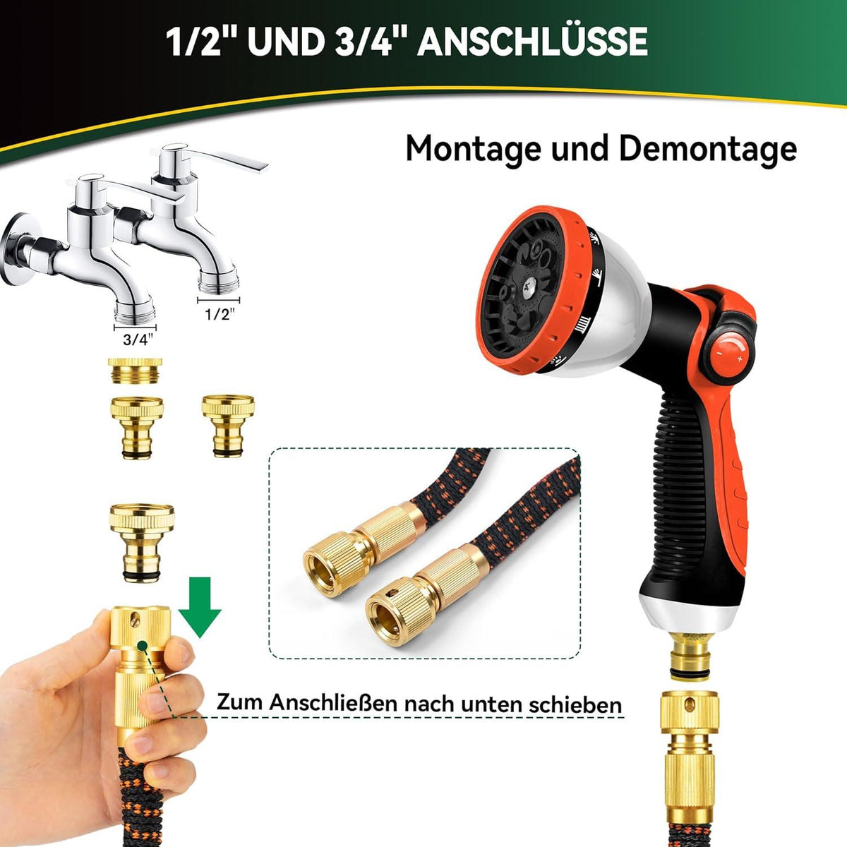 Flexibler Gartenschlauch 45,5m 3 Lagiger Latex Wasserschlauch