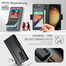 Samsung Galaxy S23 5G Hülle Leder RFID Standfunktion Schwarz