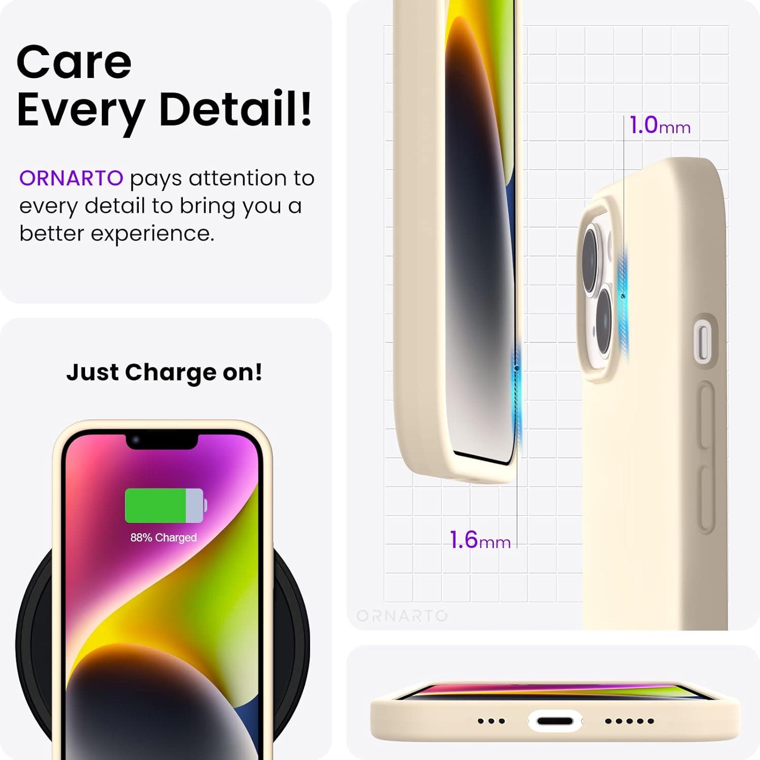 ORNARTO iPhone 14 Hülle 6,1 Zoll 2022 Silikon Case Voller Schutz Flüssig
