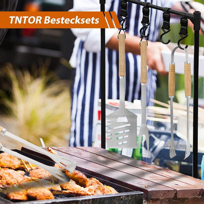 3 Teiliges Grillzubehör Set mit 4in1 Spatula Geschenk Männer