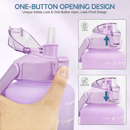 Trinkflasche 2L BPA-frei Sport Wasserflasche Zeitmarkierungen Violett