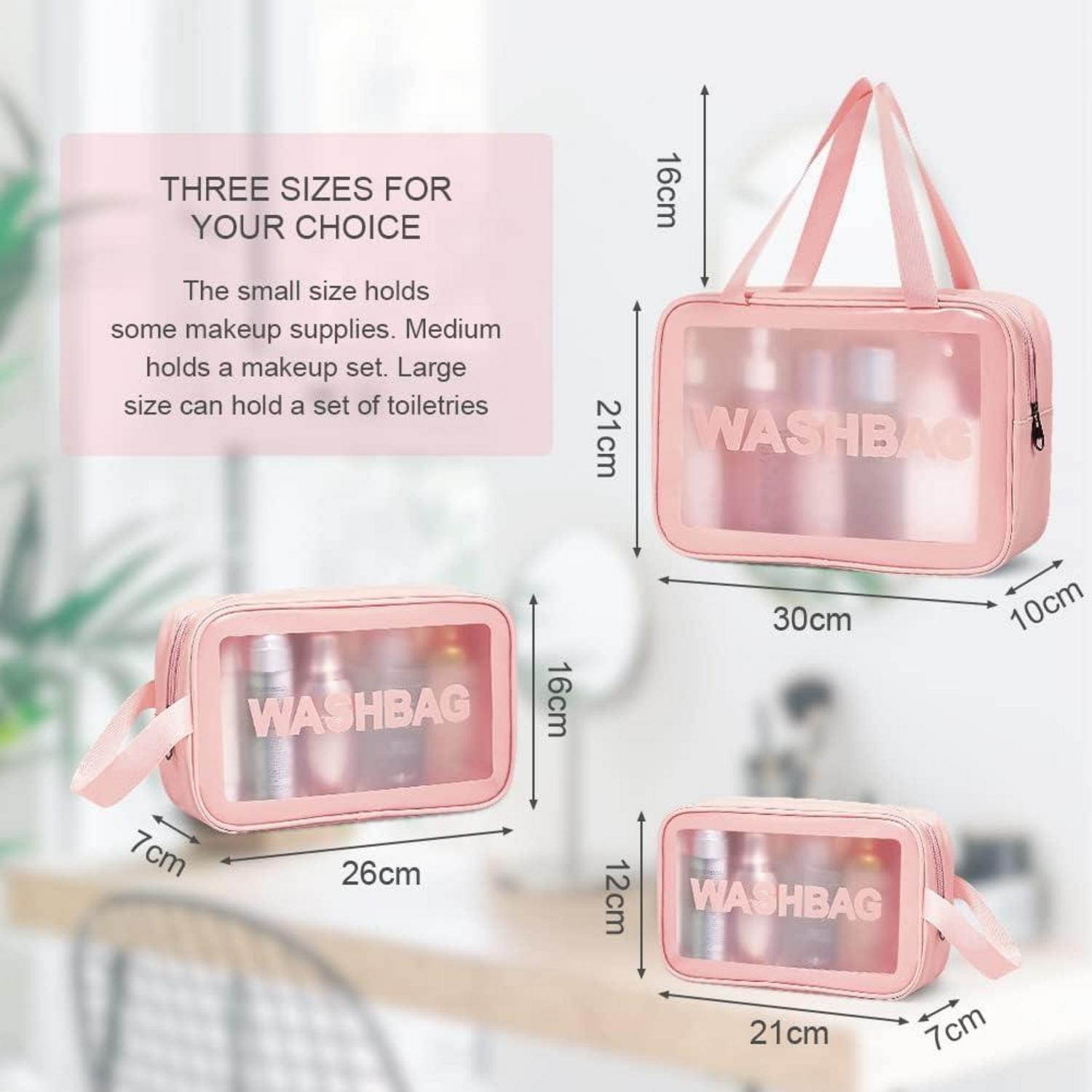 Aucuu Reise Kulturbeutel Transparente Kosmetiktasche PVC Waschtasche Set 4-tlg Rosa