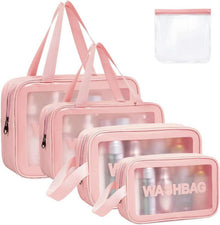Transparente PVC Kulturbeutel 5PC Set Rosa Make-up Tasche