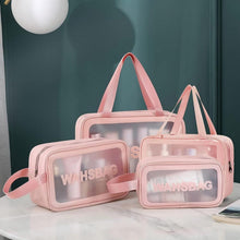 Transparente PVC Kulturbeutel für Reise (Rosa) 5er Set