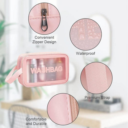Transparente PVC Kulturbeutel Damen Herren 5er Set Rosa