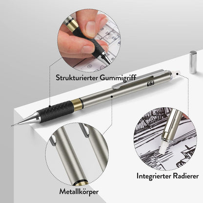 Druckbleistift Set 0,5 mm mit 360 HB-Minen und Etui