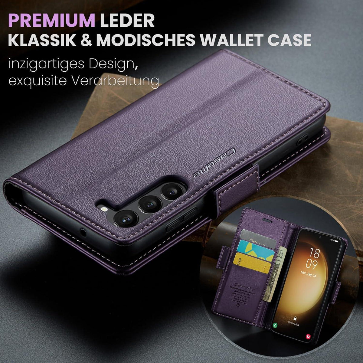 Handyhülle Samsung Galaxy S23 5G Leder RFID Standfunktion 6,1 Zoll