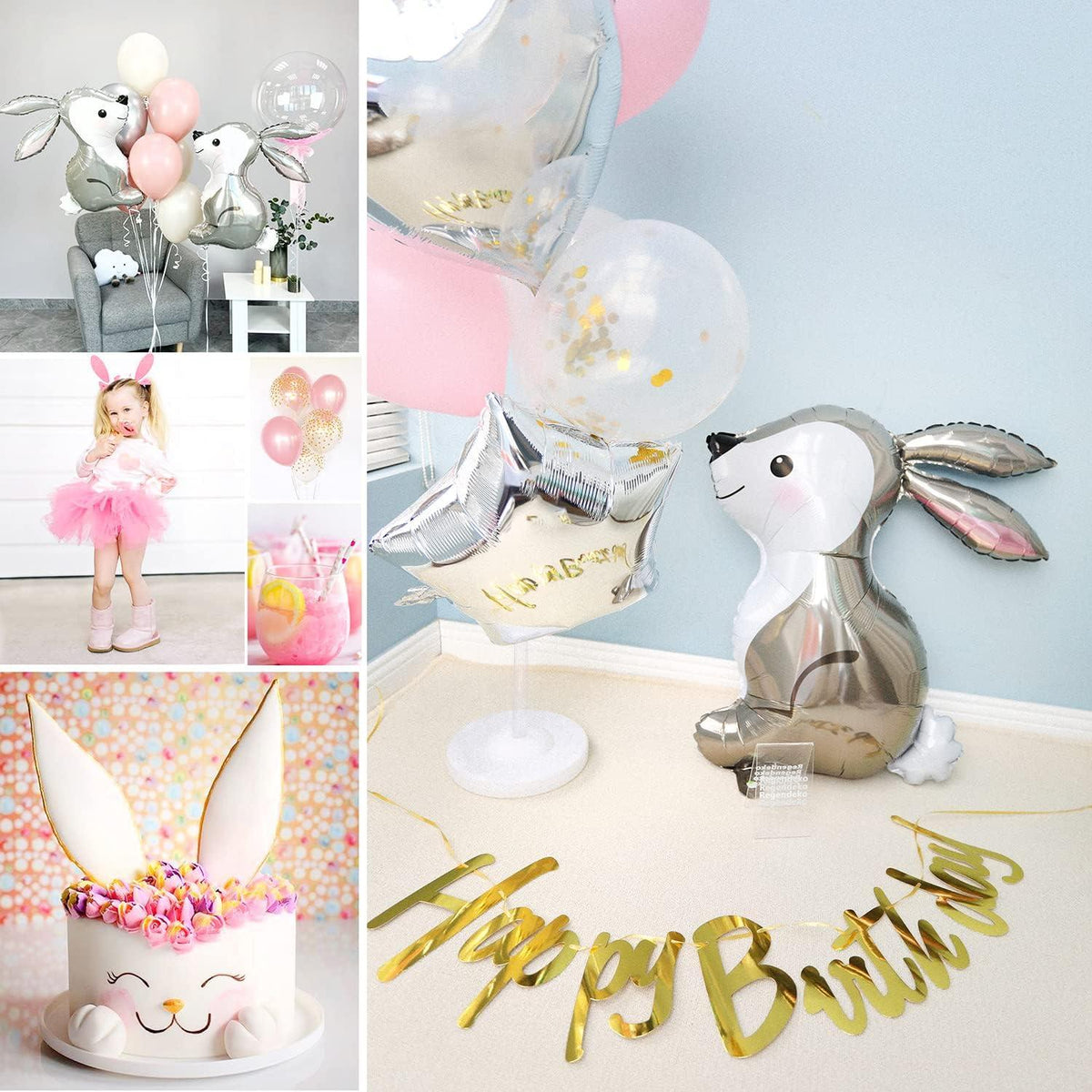 Regendeko Happy Birthday Rosa Hase Tiere Kindergeburtstag