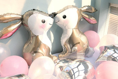 Kindergeburtstag Deko Happy Birthday Hase Rosa Tiere Ballons Mädchen