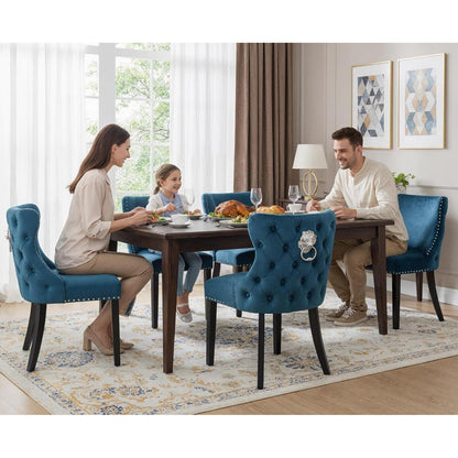 Samt Esszimmerstühle 4er Set Blau – Gepolstert & Modern