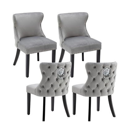 Samt Esszimmerstühle 4er Set Grau – Gepolstert & Modern