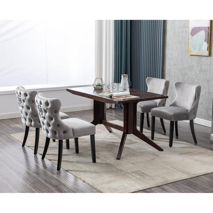 Samt Esszimmerstühle 4er Set Grau – Gepolstert & Modern