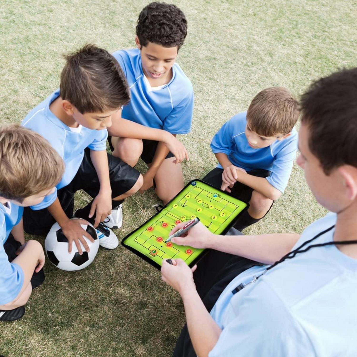 Fußball Trainermappe Taktikboard Klappbar Magnete Schachfiguren Timer Pfeifen