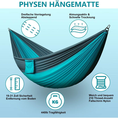 PHYSEN Outdoor Camping Hängematte 270x140cm Blau Tragkraft