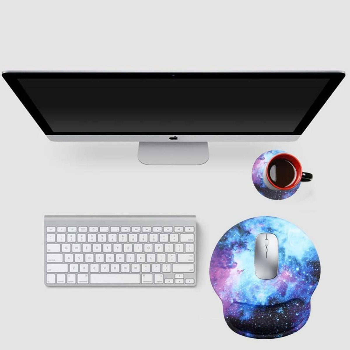 Ergonomisches Mauspad mit Handauflage & Gelkissen (Blaue Galaxie)