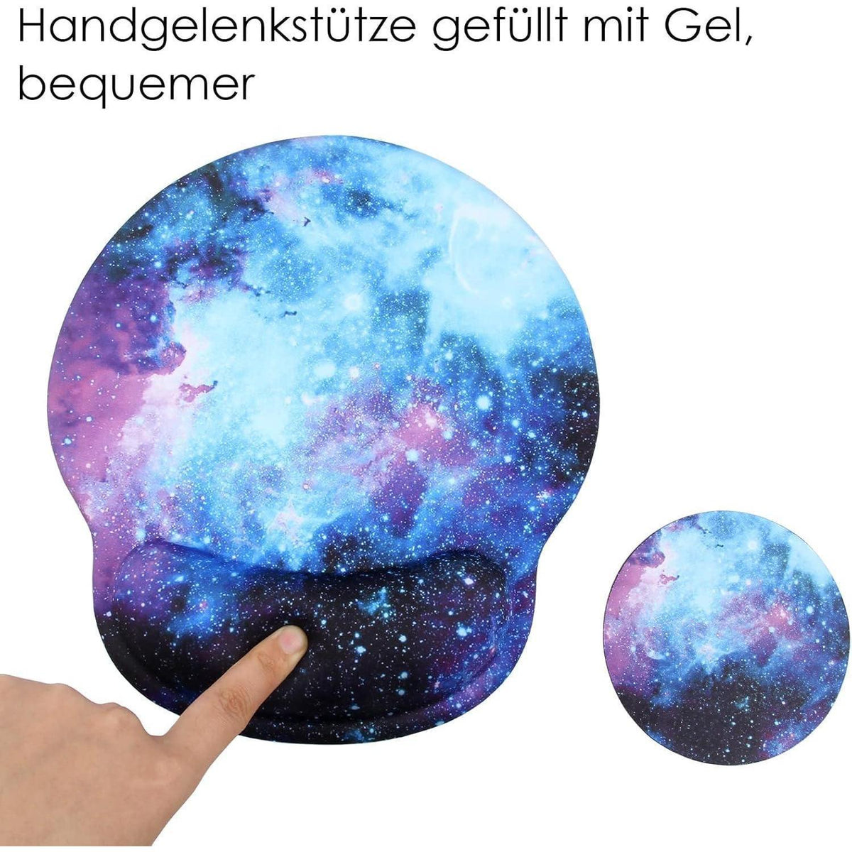 Ergonomisches Mauspad mit Handauflage & Gelkissen (Blaue Galaxie)