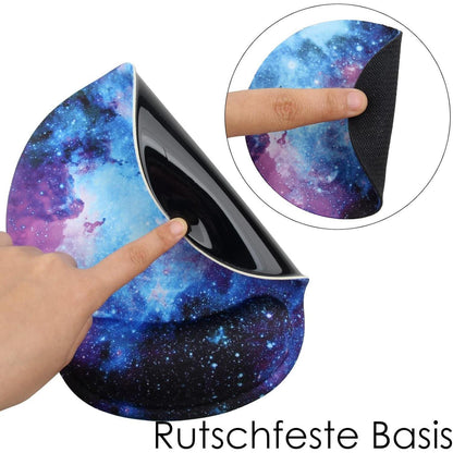 Ergonomisches Mauspad mit Handauflage & Gelkissen (Blaue Galaxie)