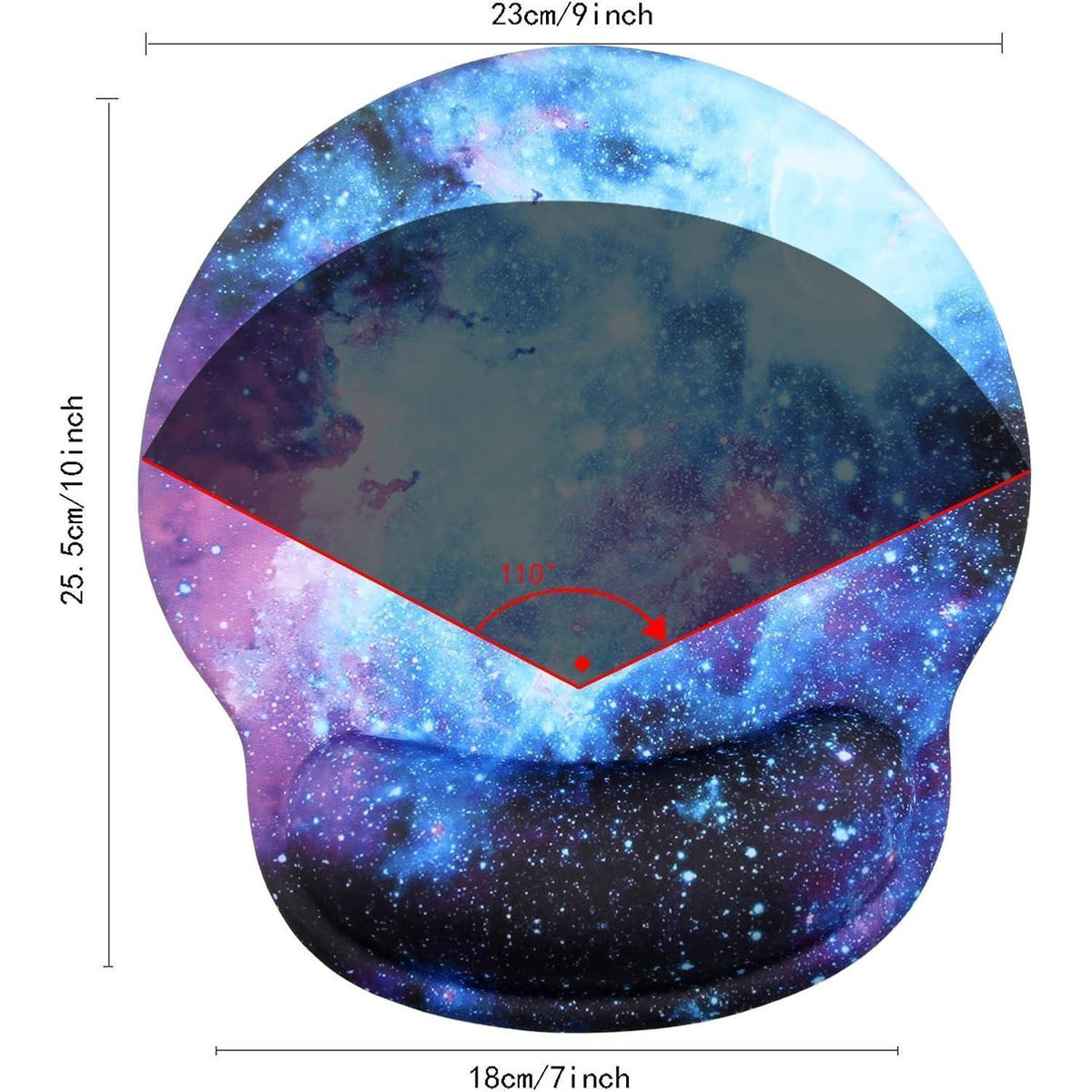 Ergonomisches Mauspad mit Handauflage & Gelkissen (Blaue Galaxie)
