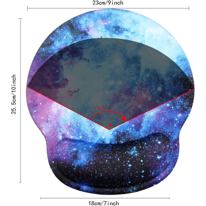 Ergonomisches Mauspad mit Handauflage & Gelkissen (Blaue Galaxie)