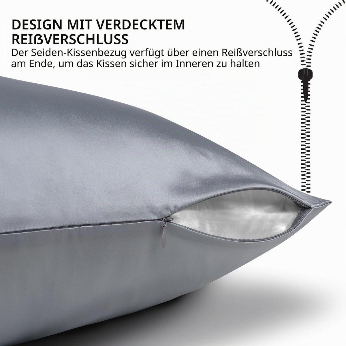 Seidenkissenbezug-Set 2er-Pack, Fliedergrau, 50x66cm