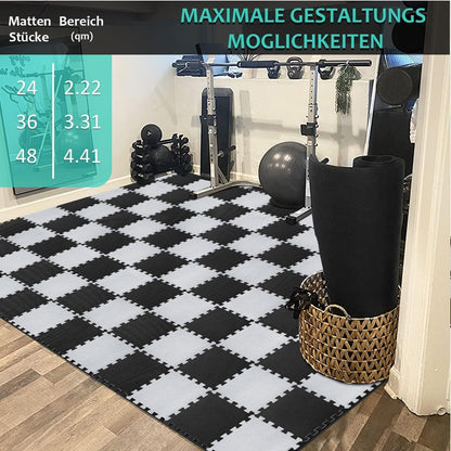 Fitness Bodenschutzmatte Set 48-teilig 4.41 Qm Schwarz Grau